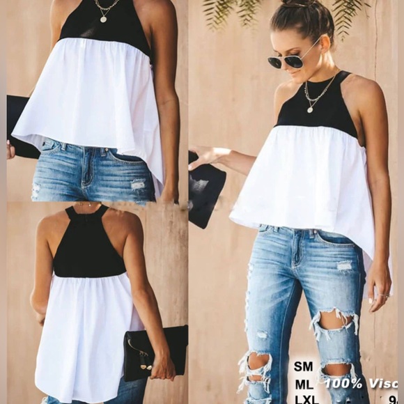 Vici color block billowy high low crop top boho S - Picture 1 of 9